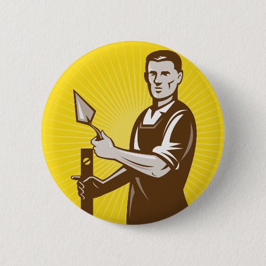 bouwwerker van mason gipsplaat ronde button 5,7 cm (Voorkant)
