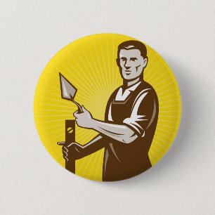 bouwwerker van mason gipsplaat ronde button 5,7 cm