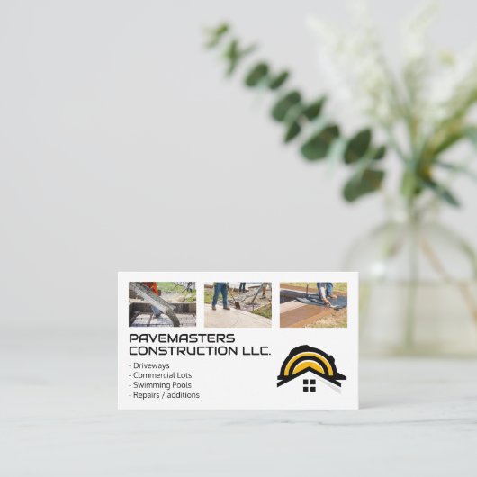 Bouwwerkers die cement verhardden visitekaartje (Staand voorkant)