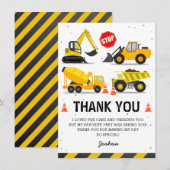 Bouwwerkthema vrachtwagens kinderverjaardag bedankkaart (Voorkant / Achterkant)