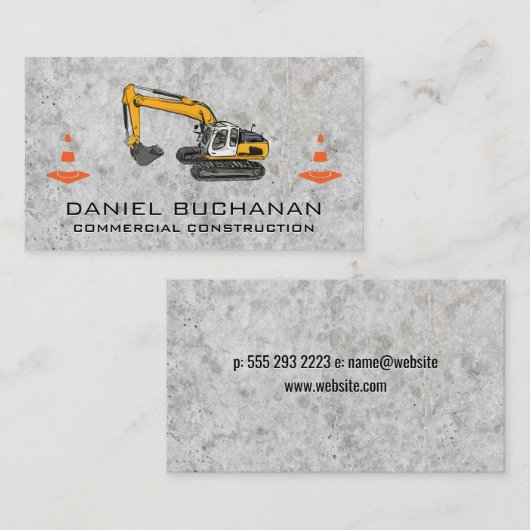 Bouwwerktuig | Beton | Kegelvormige Pionnen Visitekaartje (Voorkant / Achterkant)