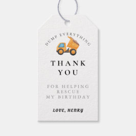 Bouwwerktuig Dump Truck Verjaardag Bedankt Cadeaulabel