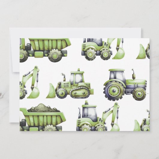 Bouwwerktuig graafmachine verjaardagsfoto bedankkaart (Achterkant)