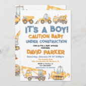 Bouwwerktuig Het is een Jongen Kipkar Feestje Kaart (Voorkant / Achterkant)