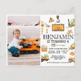 Bouwwerktuig Kinderen Verjaardagsfeest Foto Briefkaart