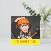 Bouwwerktuig Thema Birthday Uitnodiging (Staand voorkant)