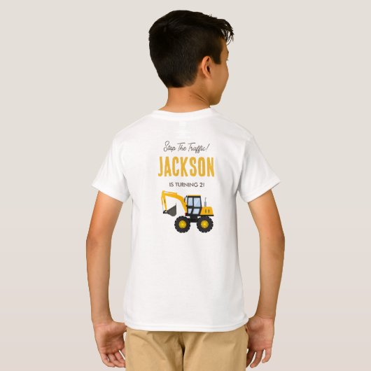 Bouwwerktuig Verjaardag | Persoonlijke Décor T-shirt (Achterkant volledig)