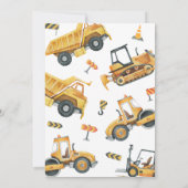 Bouwwerktuig verjaardagsfeest bedankkaart kaart (Achterkant)