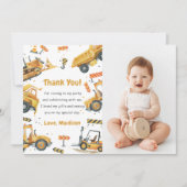 Bouwwerktuig verjaardagsfeest bedankkaart kaart (Voorkant)