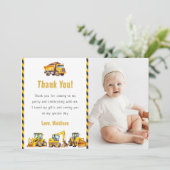 Bouwwerktuig verjaardagsfoto bedankkaart kaart (Staand voorkant)