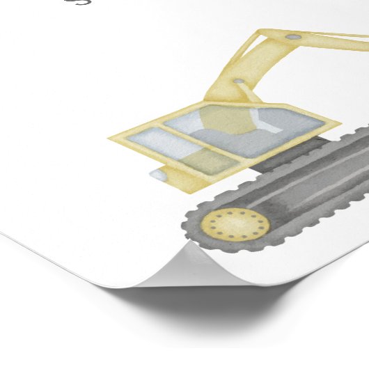 Bouwwerktuig Voertuigen Jongens 1e Verjaardag Poster (Hoek)