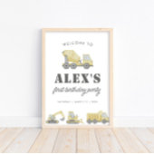 Bouwwerktuig Voertuigen Jongens 1e Verjaardag Poster