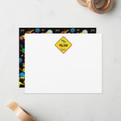 Bouwwerktuigen Dinosauriërs Ruimte Kinderen Notitiekaartje (Voorkant / Achterkant in situ)