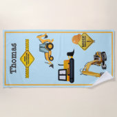 Bouwwerktuigen Harde Hoed Graafmachine Bulldozer Strandlaken (Voorkant)