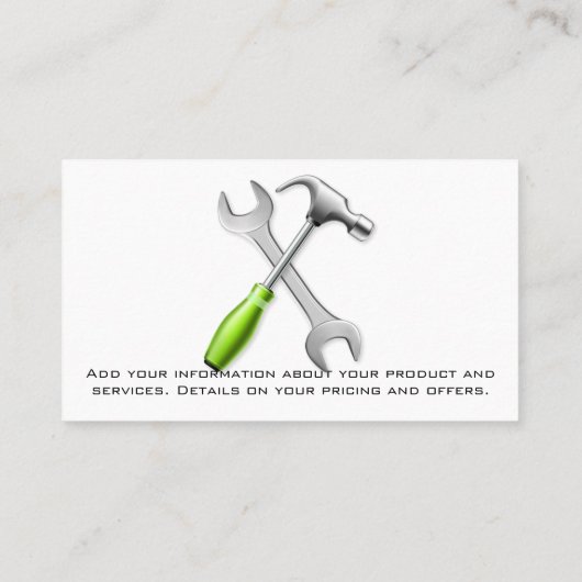 Bouwwerktuigen | Hardwarecarpentry Visitekaartje (Achterkant)