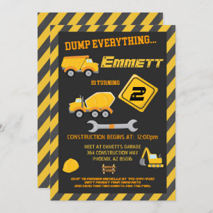 Bouwwerktuigen Jongen uitnodiging van Birthday Par