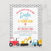 Bouwwerktuigen Jongen Verjaardag Ansichtkaart Uitnodiging Briefkaart (Voorkant)