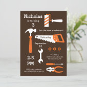 Bouwwerktuigen Verjaardagsuitnodiging Kaart (Staand voorkant)