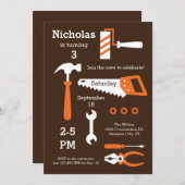 Bouwwerktuigen Verjaardagsuitnodiging Kaart (Voorkant / Achterkant)