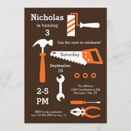 Bouwwerktuigen Verjaardagsuitnodiging Kaart