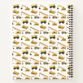 Bouwwerktuigvoertuigen voor kinderen met monogram notitieboek (Achterkant)