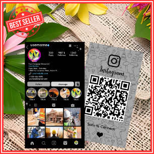 Bouwwijze Instagram Grijze QR-code Visitekaartje