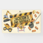 Bouwwrak bal verjaardagsfeestje spandoek (Horizontaal)