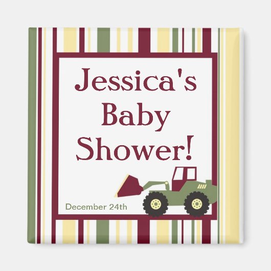 Bouwzone Baby shower Favor Magnet (Voorkant)