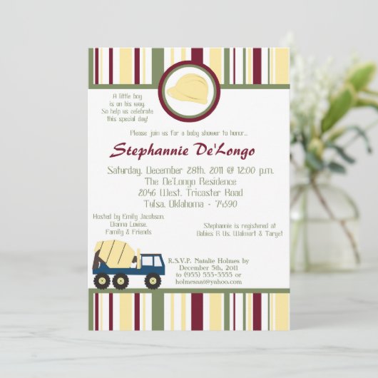 Bouwzone Baby shower Uitnodiging (Staand voorkant)