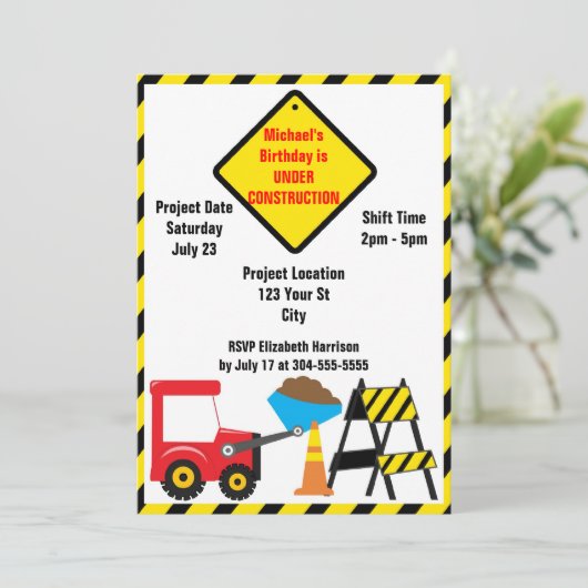 Bouwzone Birthday Kaart (Staand voorkant)