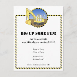 Bouwzone Birthday Party Invitation Kaart