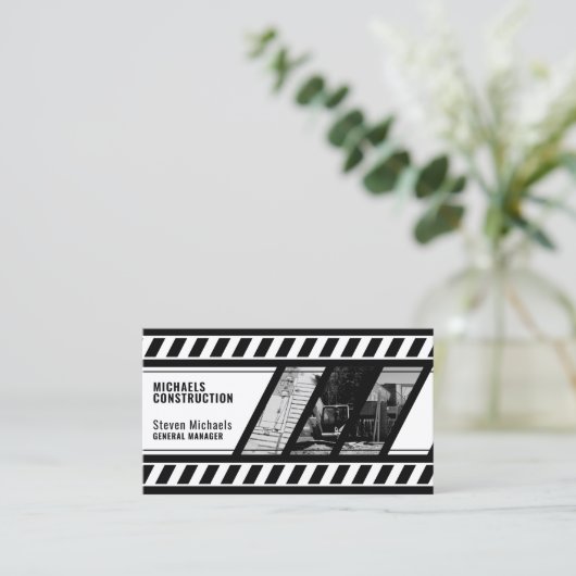Bouwzone geïnspireerd visitekaartje (Staand voorkant)