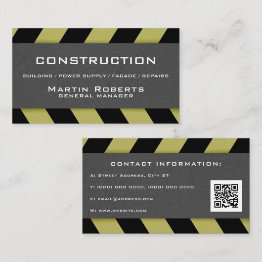 Bouwzone geïnspireerd visitekaartje (Voorkant / Achterkant)
