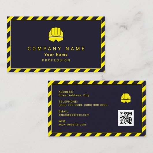 Bouwzone tape lijst en logo visitekaartje (Voorkant / Achterkant)