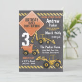 Bouwzone Verjaardag schoolbord en vrachtwagens Kaart (Staand voorkant)