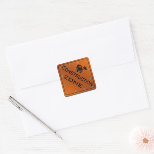 Bouwzone Vierkante Sticker (Envelop)