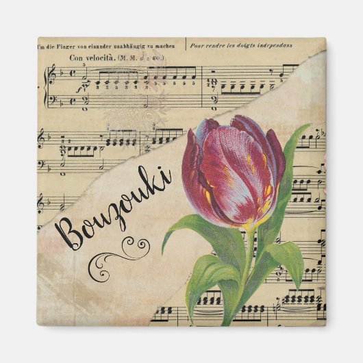Bouzouki Elegant Tulip  Sheet Music Magneet (Voorkant)