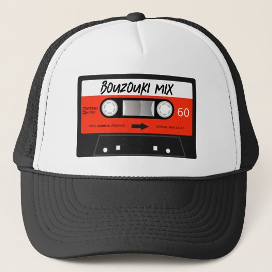 Bouzouki Mixtape Retro Red Cassettebandje Trucker Pet (Voorkant)