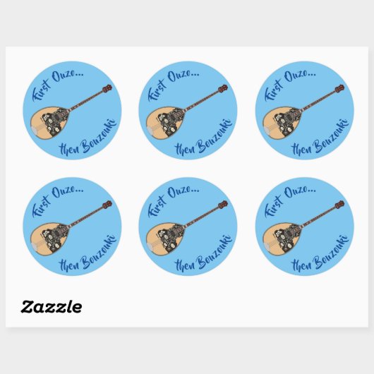 Bouzouki Ouzo Ronde Sticker (Vel)