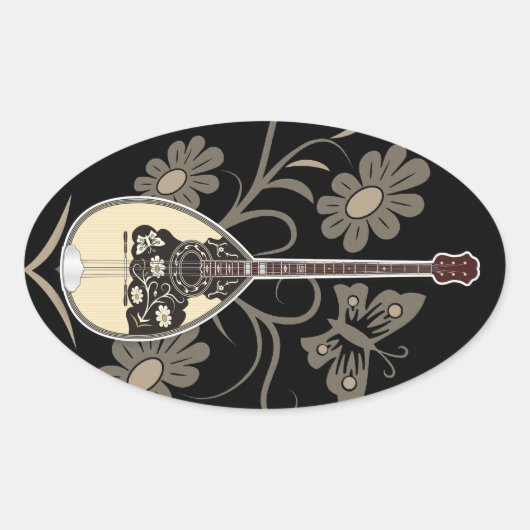 Bouzouki Ovale Sticker (Voorkant)