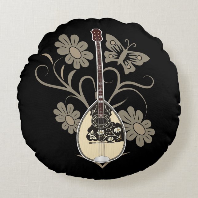 Bouzouki Rond Kussen (Voorkant)