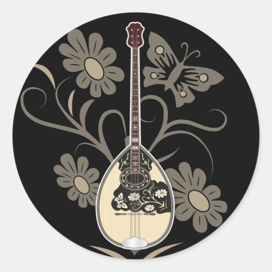 Bouzouki Ronde Sticker (Voorkant)