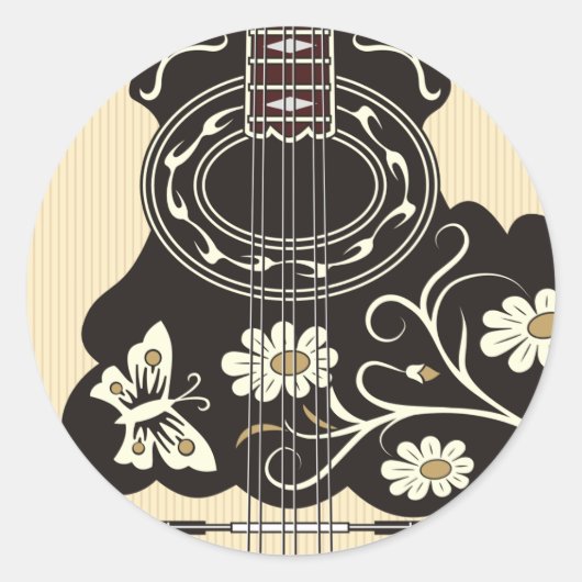 Bouzouki Ronde Sticker (Voorkant)