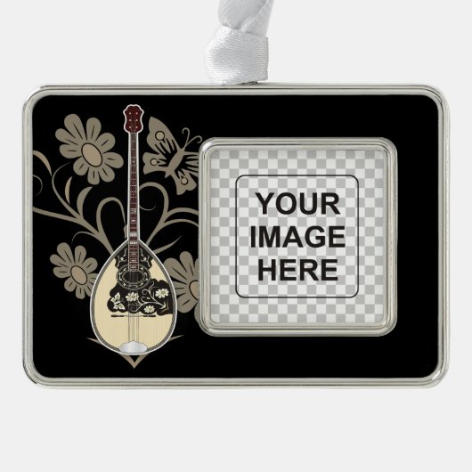 Bouzouki Verzilverd Omlijst Ornament (Voorkant)