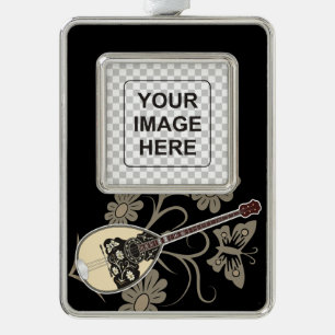 Bouzouki Verzilverd Omlijst Ornament