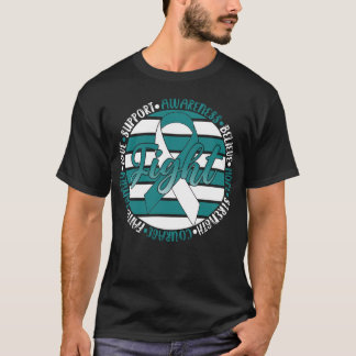 Boven-baarmoederhalskanker Png, Blauwgroen en wit  T-shirt