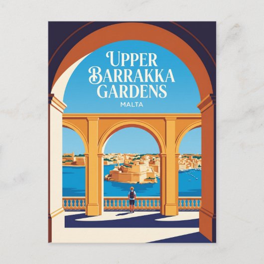 Boven-Barrakka-tuinen Malta Briefkaart (Voorkant)
