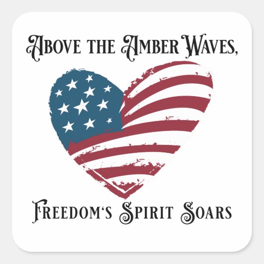 Boven de Amber Waves 4th van juli Onafhankelijkhei Vierkante Sticker (Voorkant)