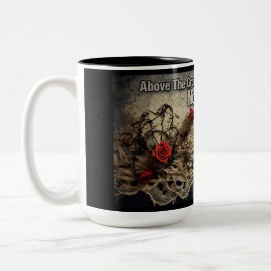 Boven de grond en met alle middelen niet dood tweekleurige koffiemok (Links)