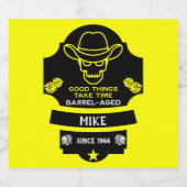 Boven de heuvel wordt het oud likeurfles etiket (Enkel label)